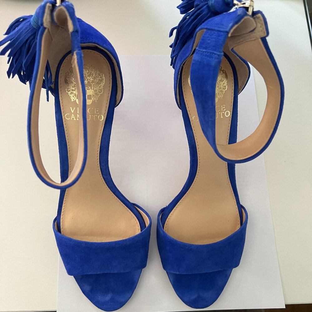 Ankle Strap Suede Sandals with tassel